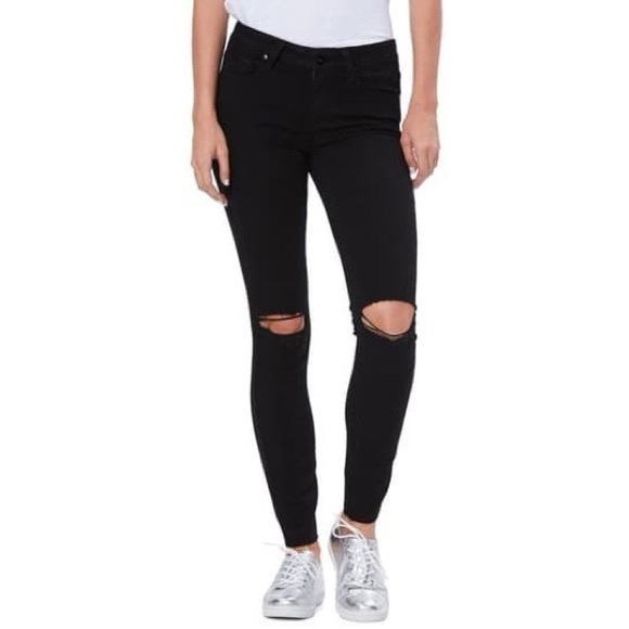 PAIGE Verdugo Ankle Ultra Skinny Mid Rise Destructed Jeans Black Size 28 NWT - Picture 2 of 6